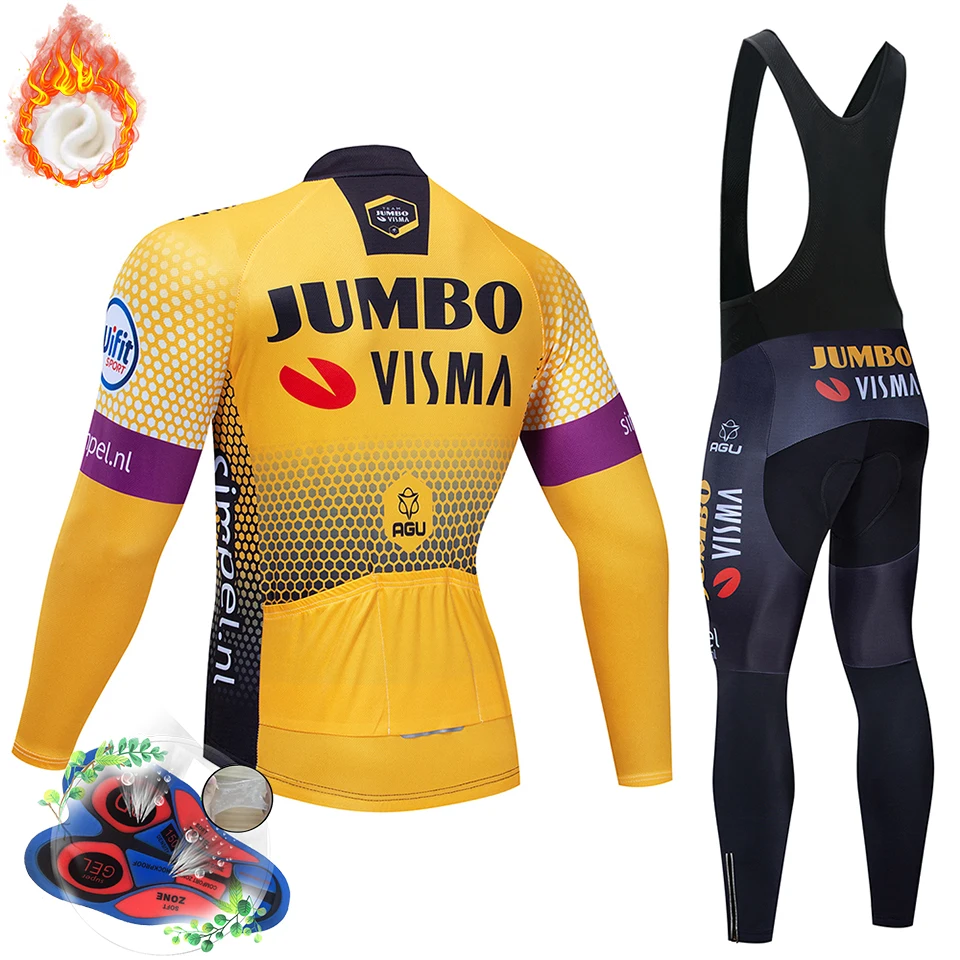 jumbo Pro Team зима Термальность флис Велоспорт Джерси комплект Abbigliamento Ciclismo Invernale велосипед Костюмы MTB велосипед Джерси