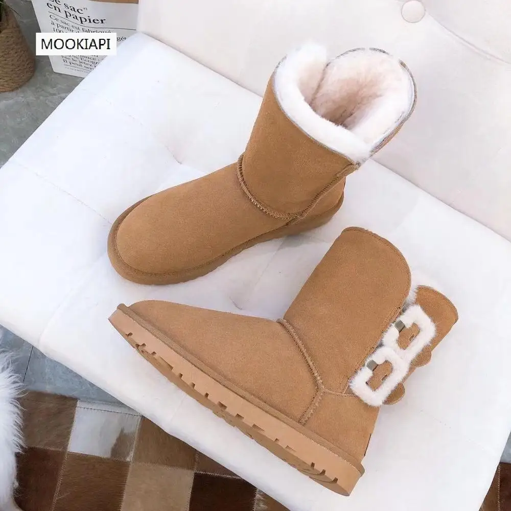 

2019 Australia's highest quality women's snow boots, real leather, 100% natural wool, fashion buckle shoes, free delivery