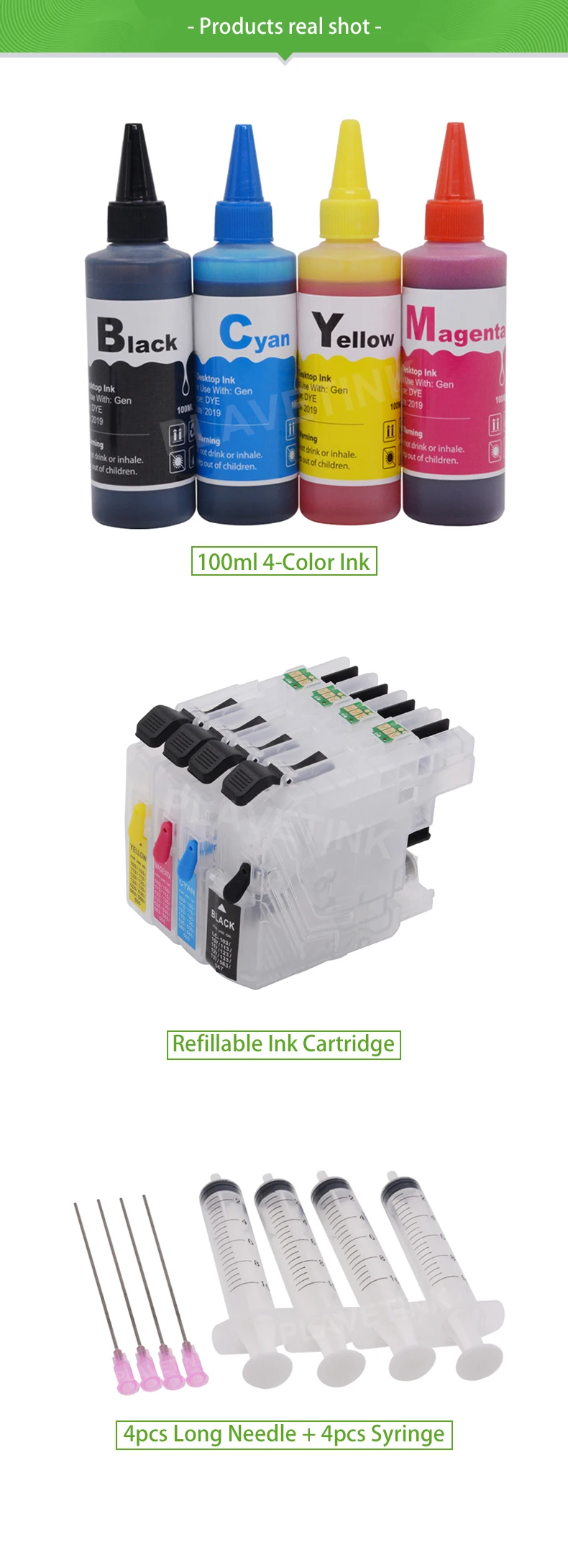 Plavetink LC223 XL набор чернил для заправки картриджа для Brother LC 223 221 225 227 229 MFC-J4420DW J4620DW J4625DW+ 400 мл чернила для принтера