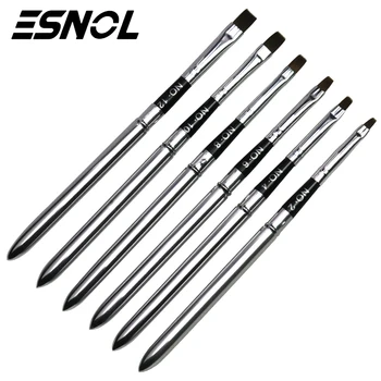 

ESNOL 6pcs Flat UV Gel Nail Brushes Kit with Detachable Cap Painting Drawing Pen Brush Nail Art Tool Set