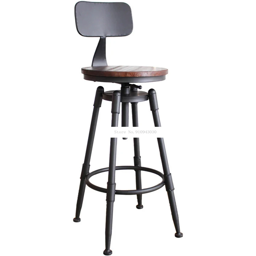 chaise-de-bar-a-percussion-de-style-campagnard-americain-retro-tabouret-en-bois-d'art-de-fer-siege-a-coussin-doux-repose-pieds-haut-chaise-relevable-rotative