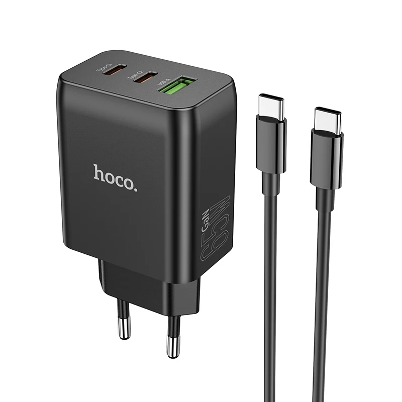Hoco 65W GaN PD3.0 USB-C Quick Charger For iPhone 12 TypeC QC PD Dual USB Phone Charger Adapter For Xiaomi Macbook Laptop Tablet