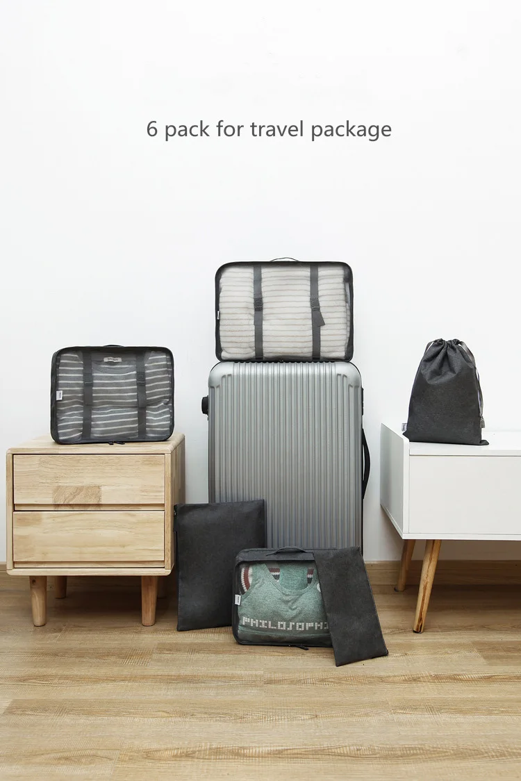 Водонепроницаемый нейлон 6 шт набор большой емкости куб хранение домашней одежды сумка набор шкаф сумка для хранения багажа