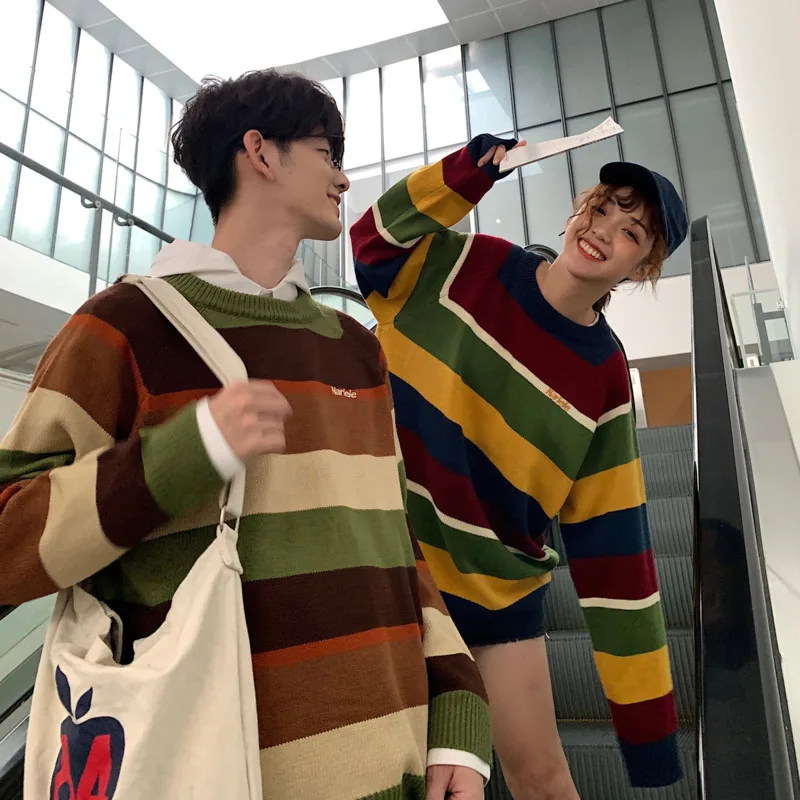 Autumn Sweater Men Warm Fashion Contrast Color Casual O-neck Knit Sweter Man Clothes Streetwear Wild Loose Couple Pullover Men Autumn Sweater Men Warm Fashion Contrast Color Casual O-neck Knit Sweter Man Clothes Streetwear Wild Loose Couple Pullover Men