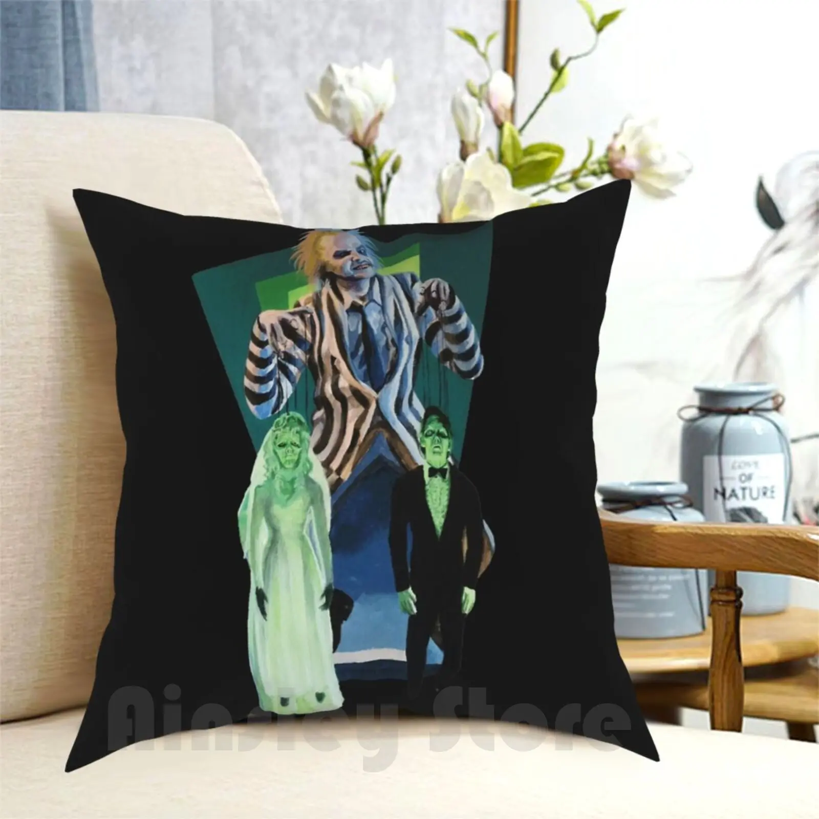 

Maitland Pillow Case Printed Home Soft Throw Pillow Beetlejuice Beetleguese Tim Burton 80Sfilm Film Popculture Fanart