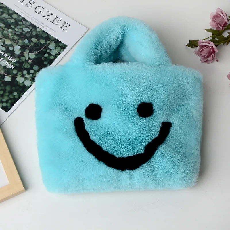 fluffy smiley face bag