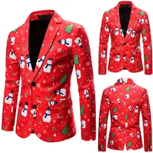 male blazer Hot sale Mens slim fit arrival polyester blazer Suit Jacket christmas festival print breasted blazers Men coatL30923