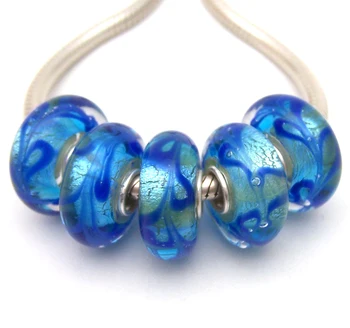 

JGWGT 2201 5X 100% Authenticity S925 Sterling Silver Beads Murano Glass beads Fit European Charms Bracelet diy jewelry Lampwork