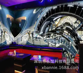 

Bar Wallpaper Wall Painting 3D Universe Capsule Tunnel Restaurant KTV Box Theme Wall Network Coffee Bar Wallpaper