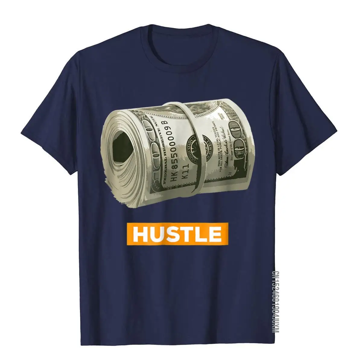 Hustle T-Shirt bank-roll money wad 100 dollar bills shirt__97A3275navy