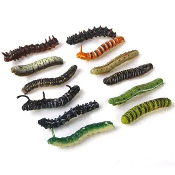 

Pack of 12 Plastic Model Twisty Worm Fake Caterpillar Insect Set Party Favors Tricks PVC Multi-colored Toys for Kids Children