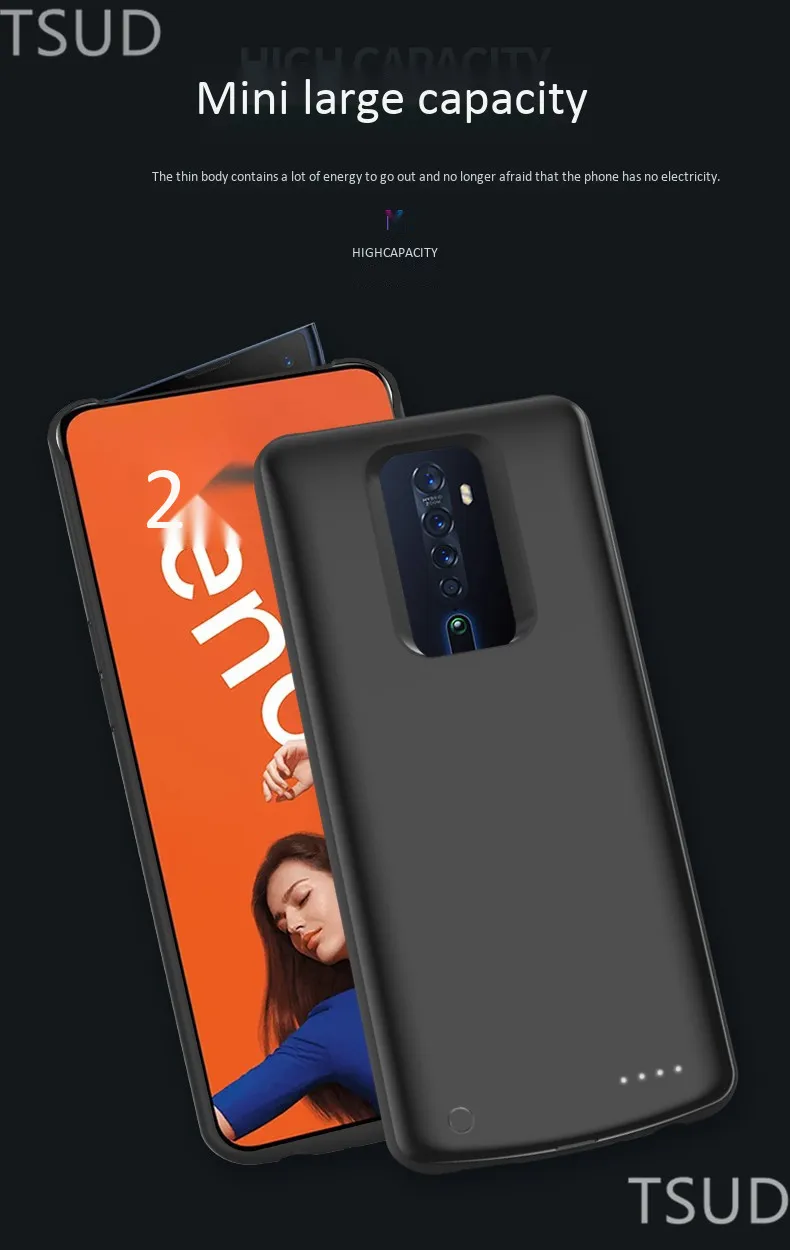6500 мА/ч высокомощный чехол для зарядного устройства OPPO Reno 2 Внешний портативный мягкий чехол для зарядки в рамке для OPPO Reno 2 роскошный 2 в 1