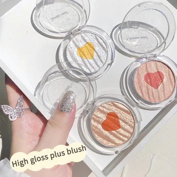 

2 Colors Mint Highlight Blush Palette Pearl Glitter Powder Illuminator Highlight Face Contour Bronzer Makeup Cosmetics TSLM1
