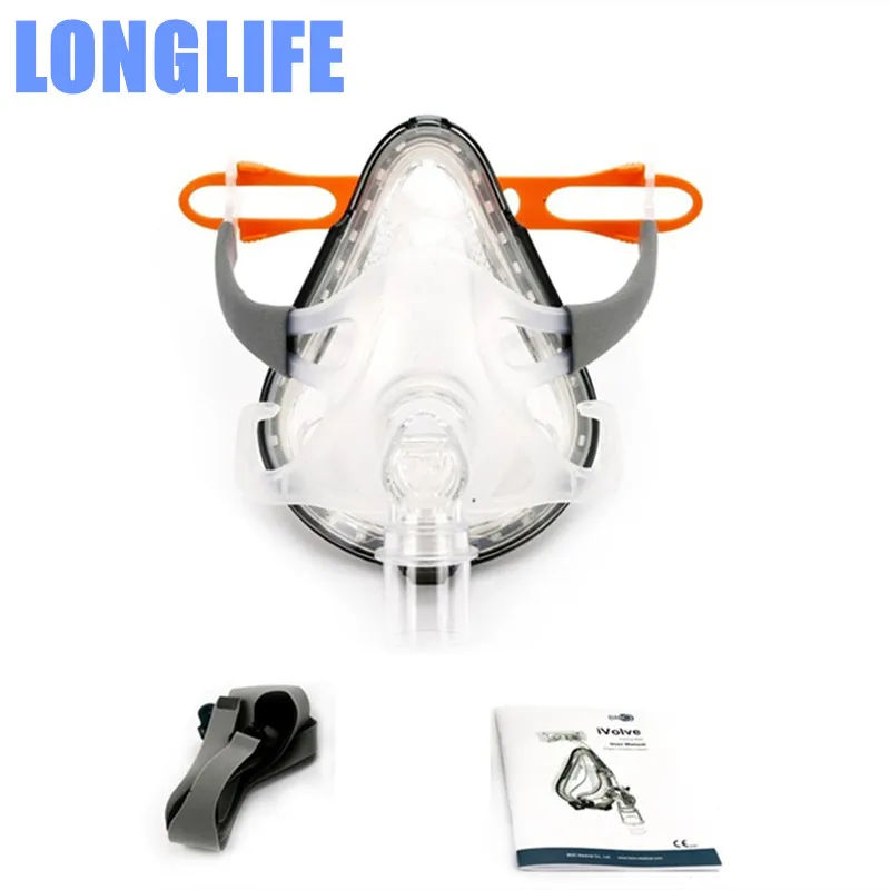 

Longlife F1A CPAP APAP Full Face Mask For Auto CPAP Ventilator Respirator Snoring Sleep Apnea W/ Free Headgear Clips SML Sizes