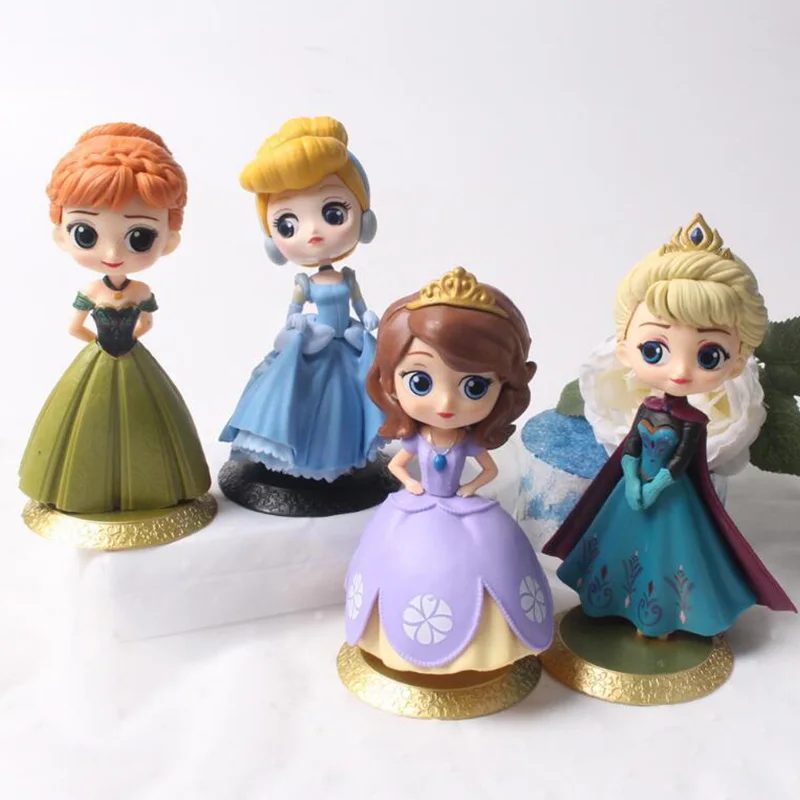 

17CM Disney Princess Toys Frozen Elsa Anna Sophia Action Figures QPosket PVC Model Collection Gifts For Kids