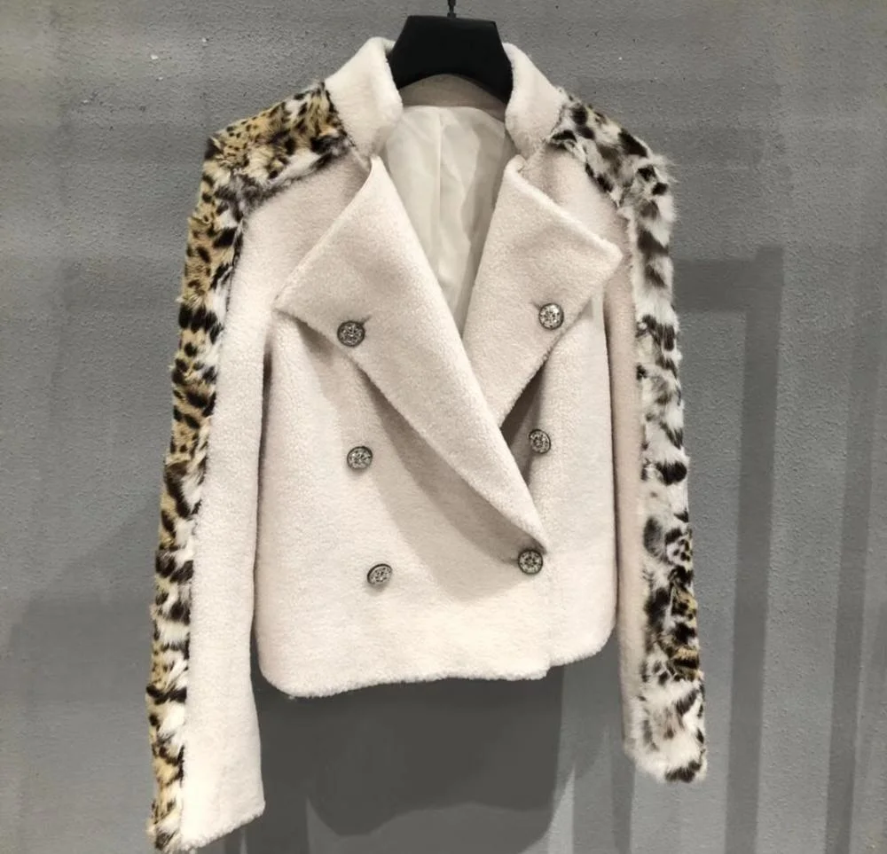 leopard printing real fur coat women coats winter and autumn sheep fur jacket ladies female outwear plush overcoat