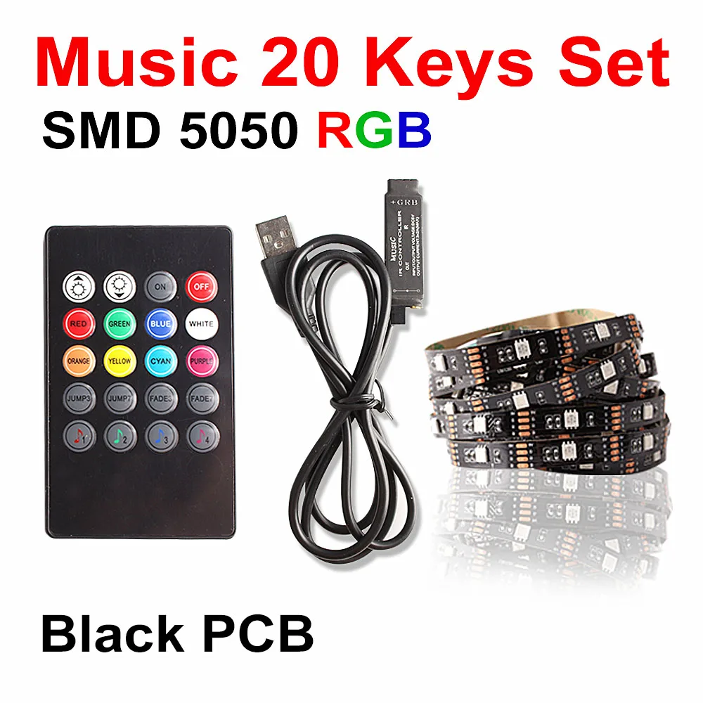 20key music Set Кухня светодиодный светильник USB домашняя костюмерная светильник шкаф Светодиодные ленты SMD 5050 5V светильник на ПК ТВ Подсветка dormitorio лампа ИК-контроллер - Цвет: 20key music Set