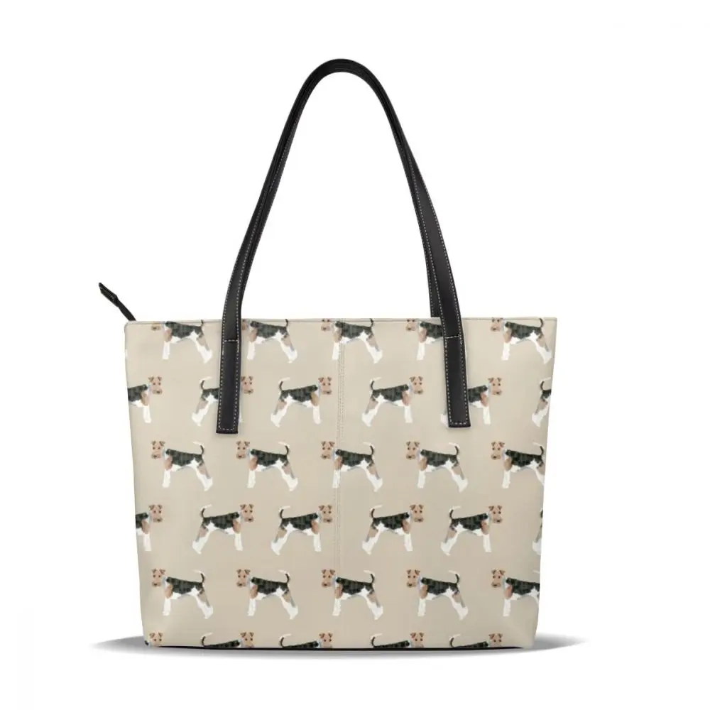 Wire Fox Terrier сумка Wire Fox Terrier сумки с верхней ручкой уличная женская кожаная сумка-тоут женские сумки - Цвет: Черный