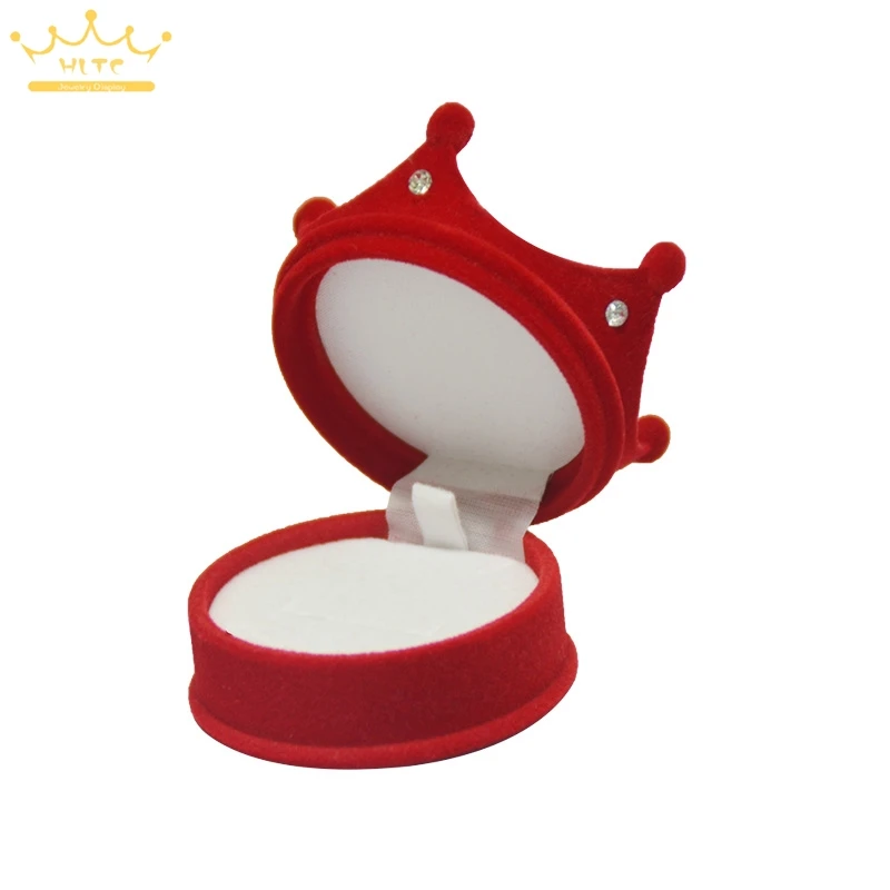 Sweet Chic Crown Velvet Design Ring Ear Stud Earring Jewelery Box Container Case 