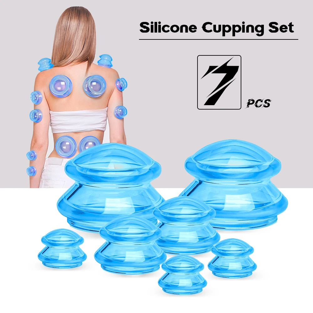 7pcs Jars Premium Transparent Vacuum Suction Massage Cupping AntiCellulite Ventosa Body Facial Cup Weight Loss Chinese Therapy cupping massager cupping set massage cup vacuum facial cupping