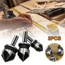 

3Pc 90 Degree Countersink Drill Chamfer Bit 1/4" Hex Shank 6 Flute Bevel Cutting Deburring Drilling Woodworking Remove Burr Tool