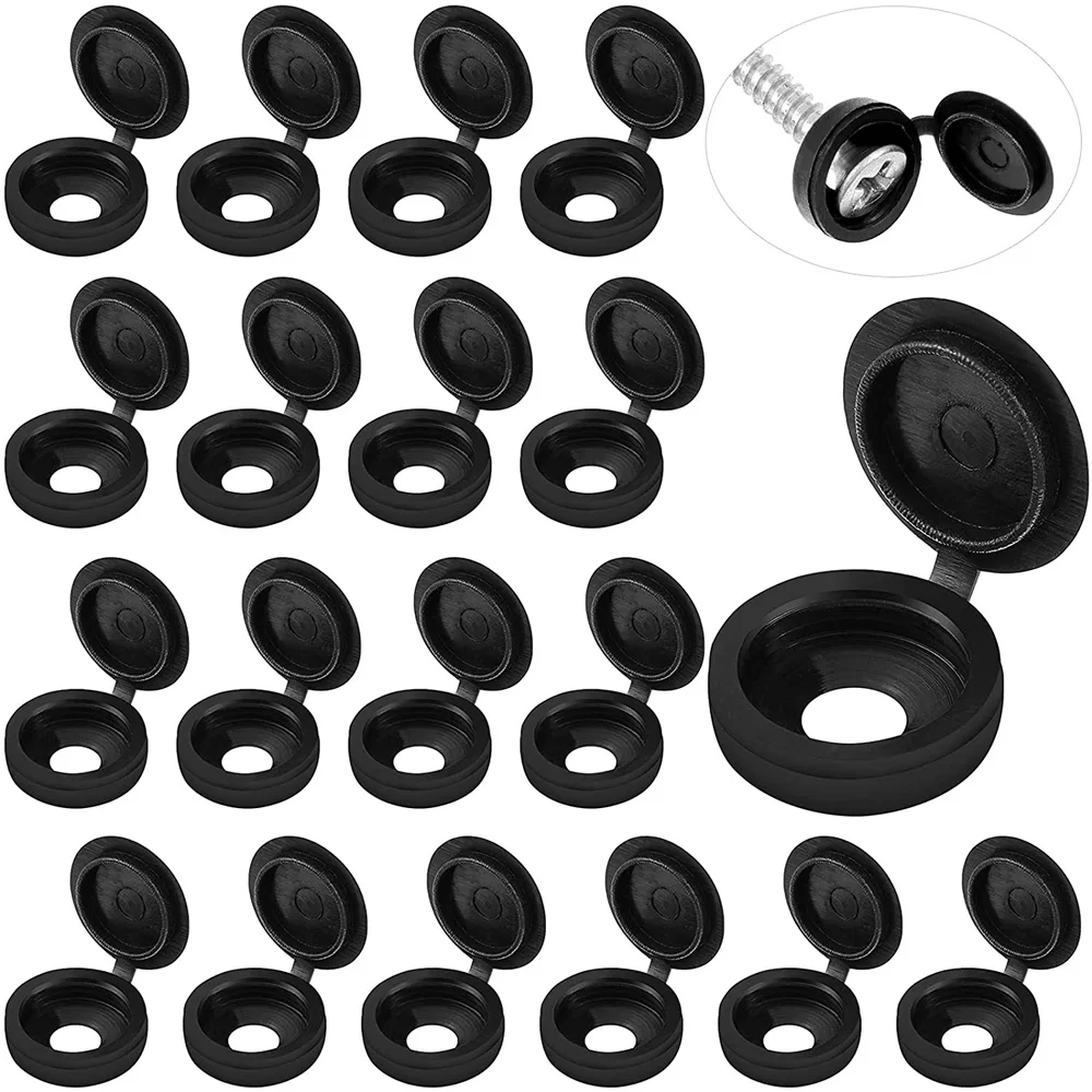 100 Pcs Hinged Screw Cover Caps Plastic Screw Caps Fold Screw Snap