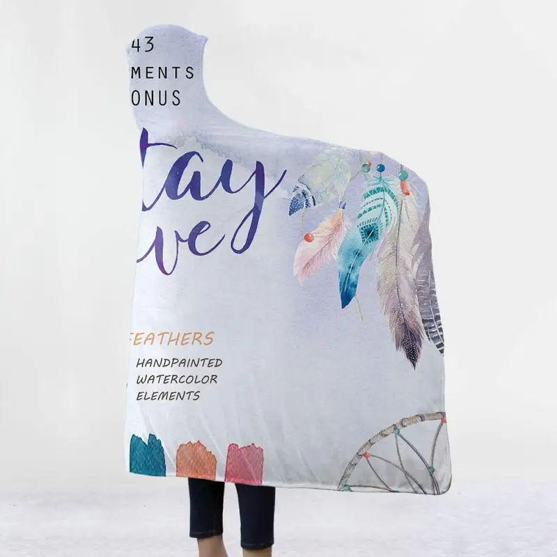 

Blanket For Adults 3d Printed Hooded Blanket Soft Sherpa Winter Throw Blanket With Hat Hoodie Blanket Polyester Travel Mantle