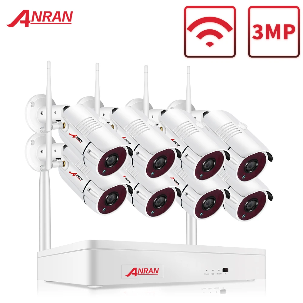 Беспроводная система видеонаблюдения ANRAN 8 каналов 2 МП Wi Fi NVR 1080P IP камера P2P с