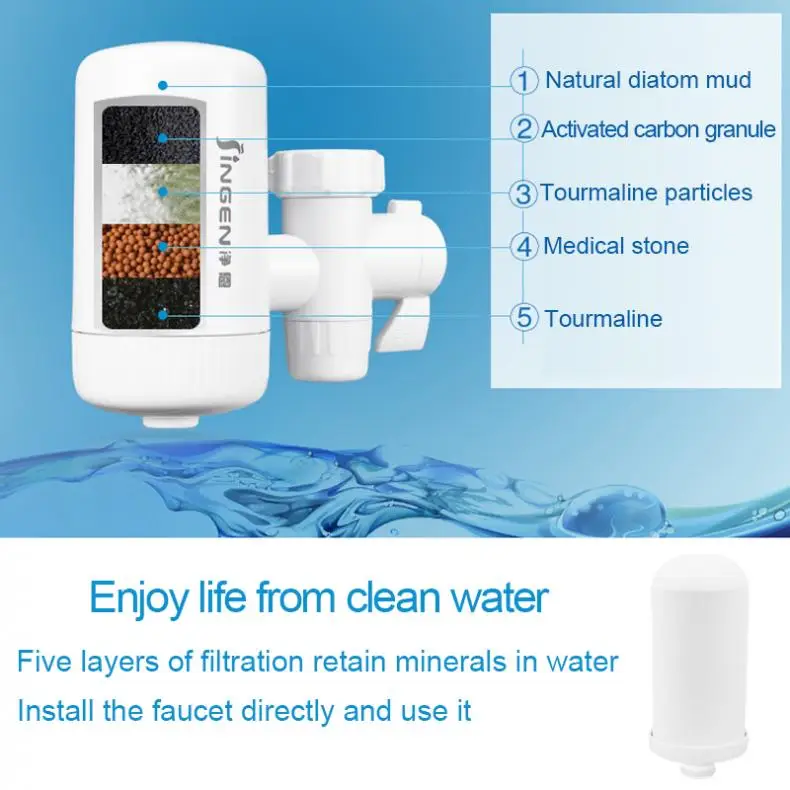 ABS моющийся керамический фильтр кран очиститель воды Поддержка двух режимов воды с 3 разъемами интерфейса для кухни/ванной комнаты