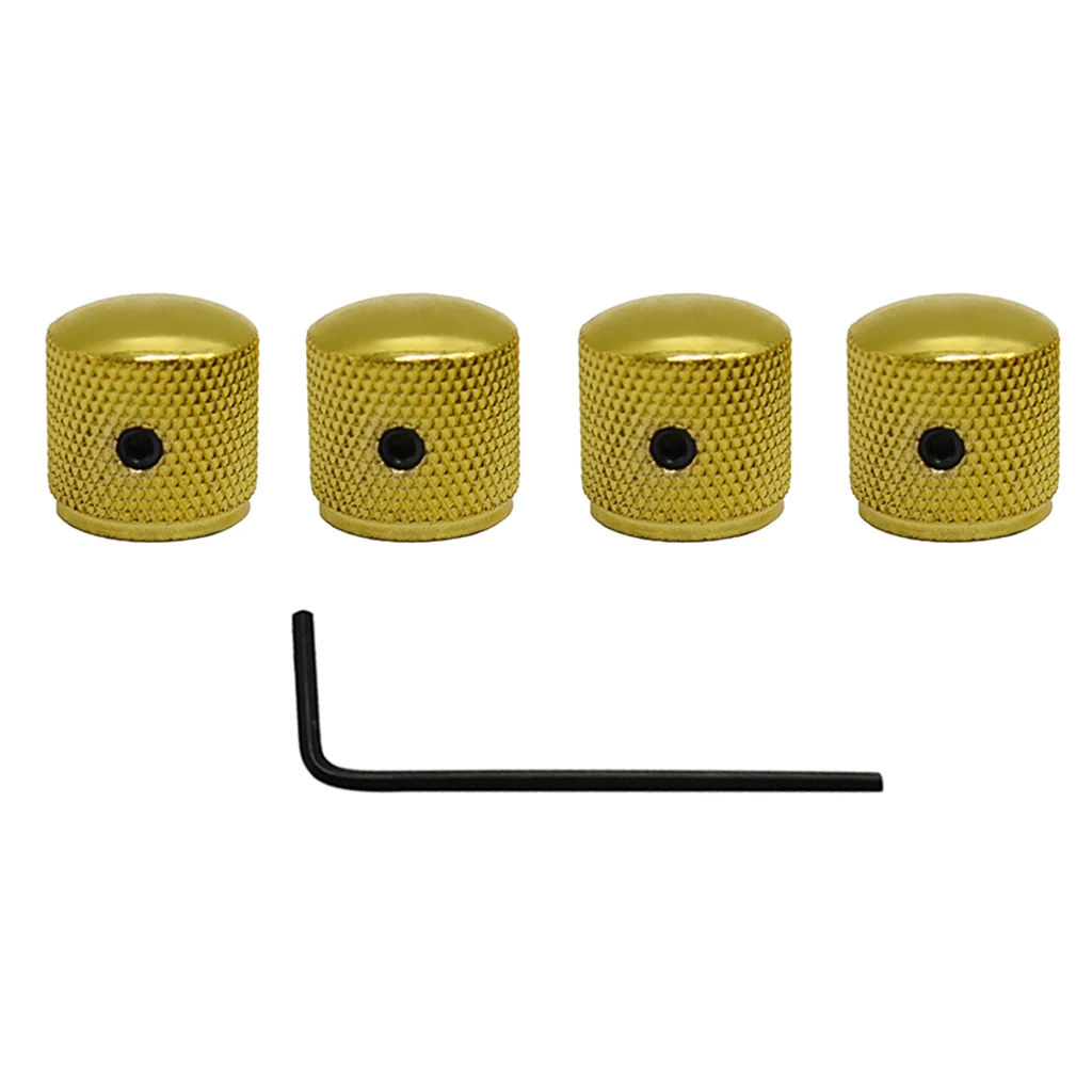 4Pcs Metal Pot Tone Volume Knob Control Button Push with Wrench for Guitar Bass Parts