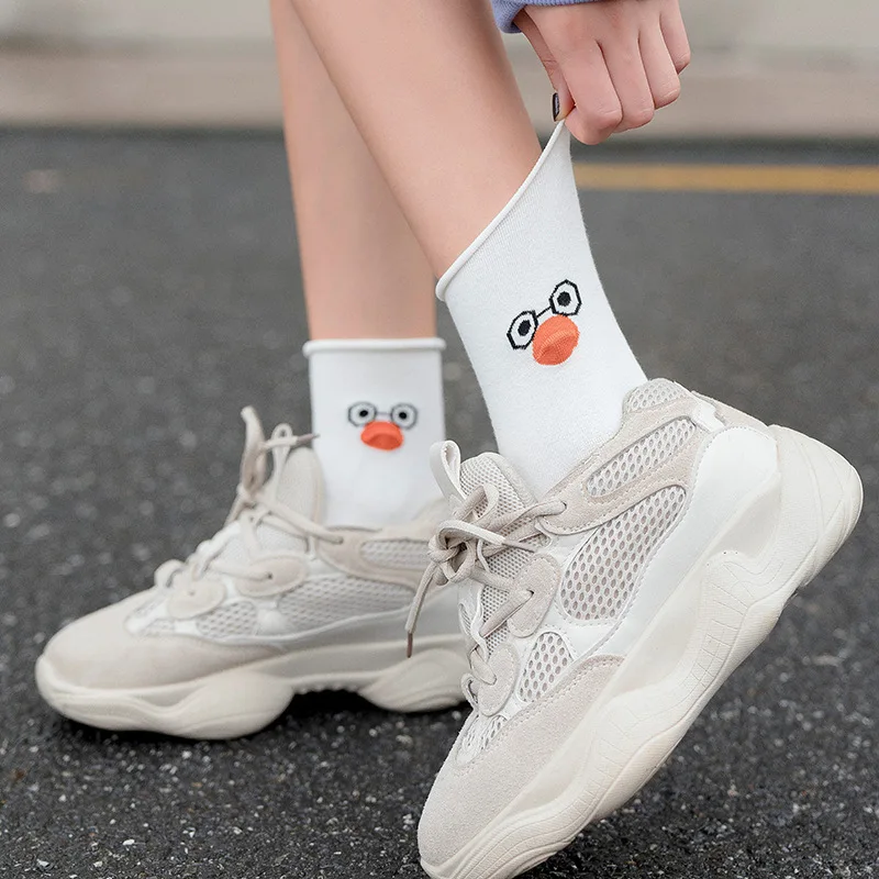 Новинка; забавные женские хлопковые носки для скейтборда с рисунком «Angry Bird»; Индивидуальные Женские хипстерские носки; креативные повседневные женские носки Idea Sox