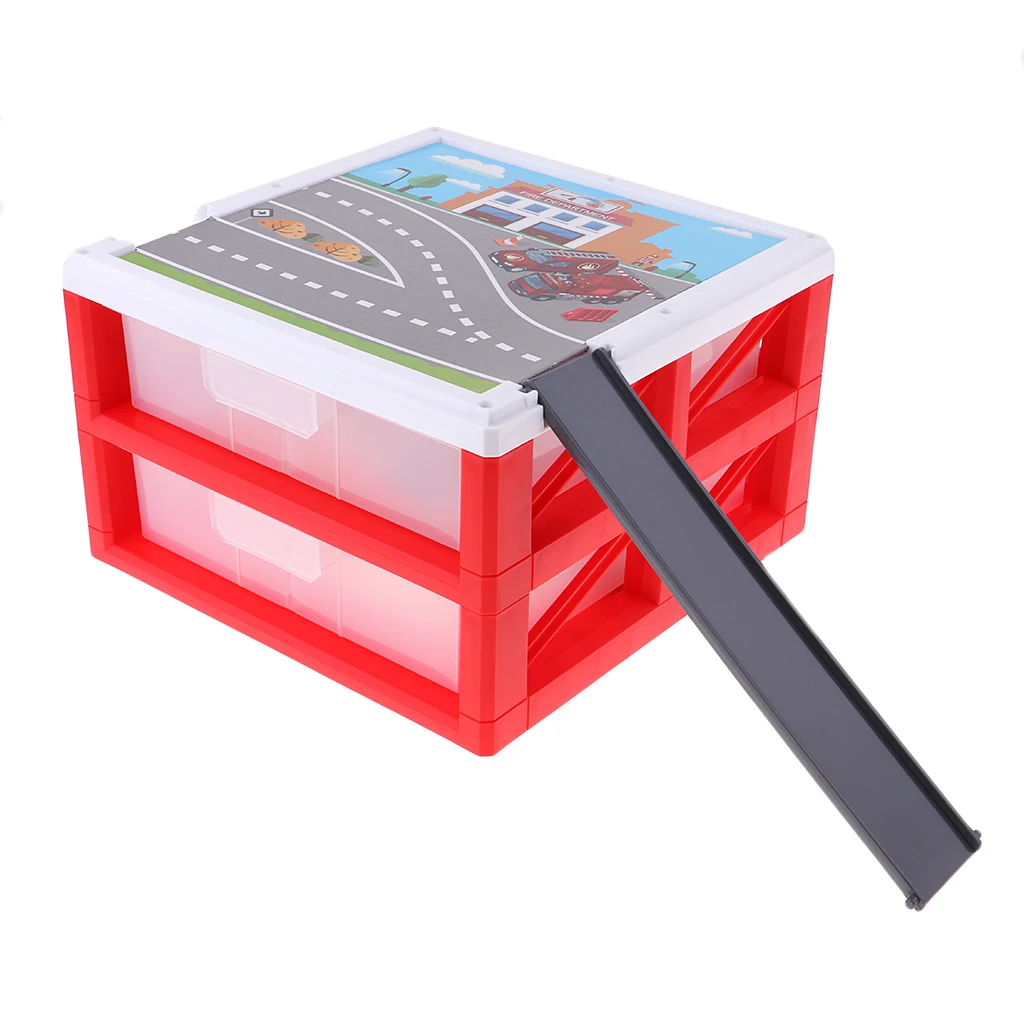 

Mini Parking Lot Vehicle Storage Box Toy Vehicle Garages Red