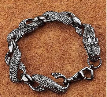 

2pcs price Women men silver Black Dragon Bracelet jewelry Bracelet decoration Tibetan Silver word Wholesale