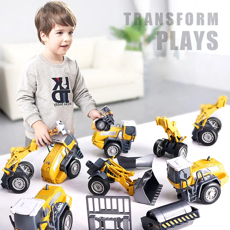 Tractor Car Kids Toy Model Forklift Excavator Dump Truck Crane Engineering Alloy Metal plastic Diec