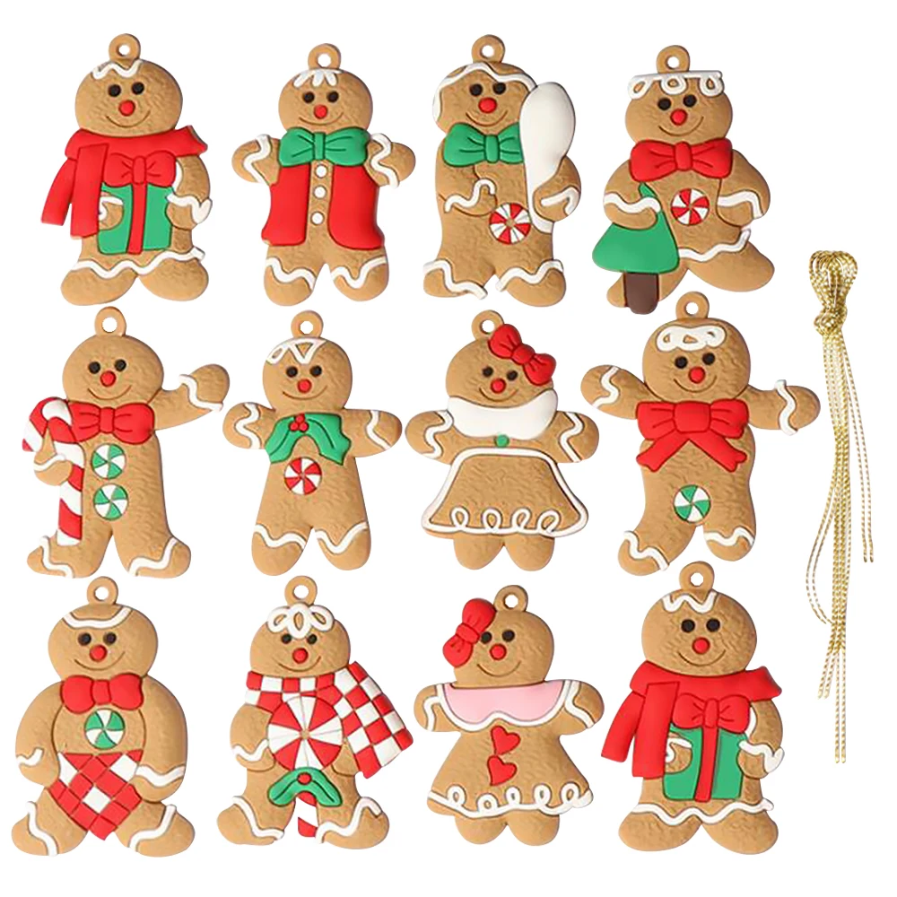 Gingerbread Man Christmas Tree Hanging Pendant Xmas Tree Decor Ornament Kid Gift 12Pcs