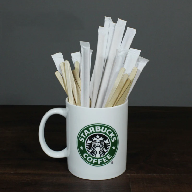 14CM/19CM Wooden Disposable Coffee Stirring Rod Coffee Spoon Tea Pot