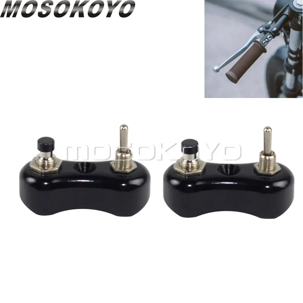 

2pcs Cafe Racer Mini Switch 7/8" & 1" Switch Button Block Push-On Toggle Switches for Chopper Bobber Triumph Scrambler Universal