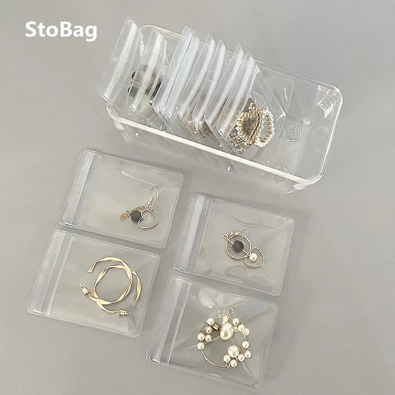 StoBag 50 шт./лот 30 проводов/50 проводов ПВХ Прозрачный Ziplock мешок ювелирные изделия