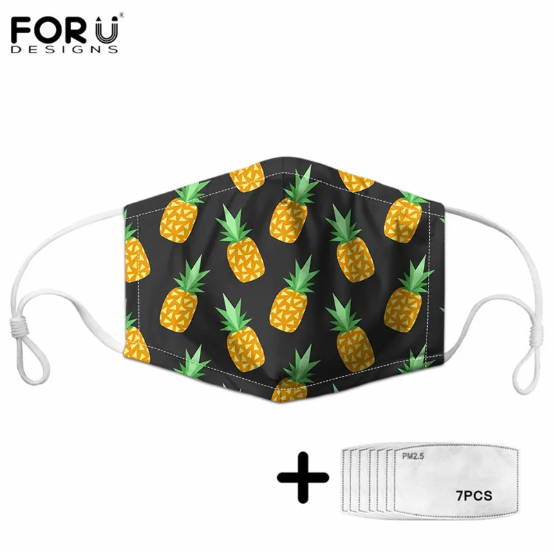 

FORUDESINGS Summer Tropical Pineapple Design Unisex Couple Outdoor Bicycle Ski Anti Dust Germproof Masques Kids&Adults Maske