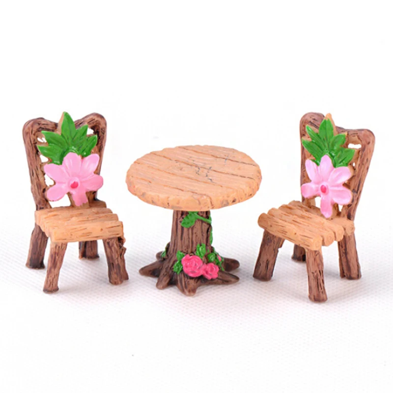

Miniature Resin Table Chair Set home Garden balcony Craft Ornament decor room table desktop decoration