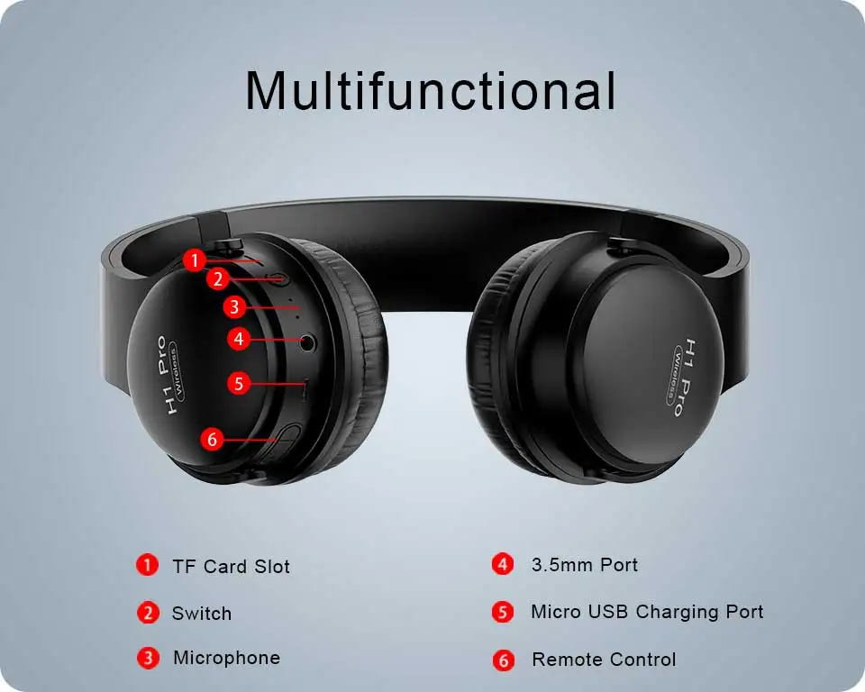 Simvict Adjustable Wireless Headphones Bluetooth Headsets Over ear Head phones set Comfortable Wear