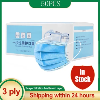 

Fast delivery 3-layer Medical mask Face Mouth Masks Non Woven Disposable Anti-Dust Meltblown surgical Masks Care Earloop