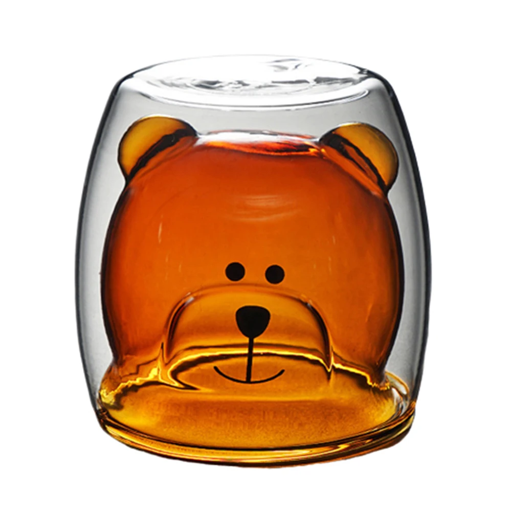 250 мл двухслойная прозрачная термостойкая Конденсационная кружка в форме медведя из боросиликатного стекла, чашка для молока и чая
