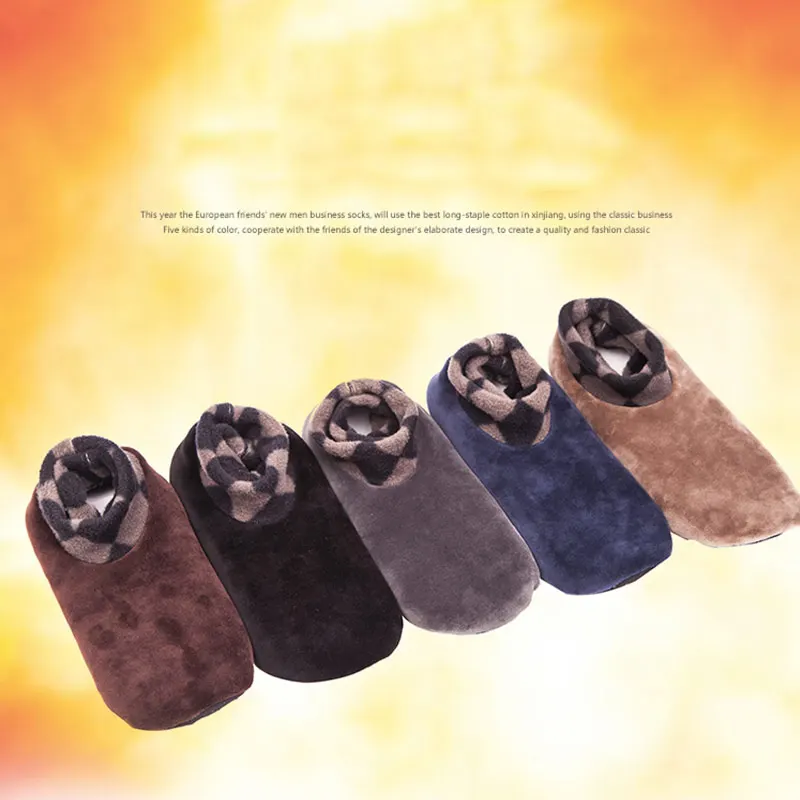Мужские и женские утепленные зимние теплые носки нескользящий для дома пол мягкие повседневные тапки чулочно-носочные изделия J55