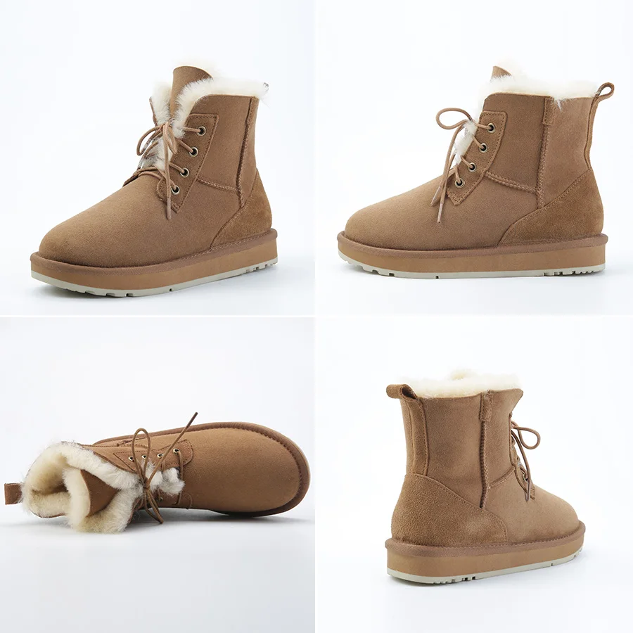 natural wool fur lined boots