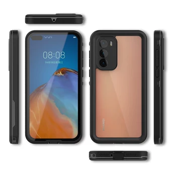 

For Huawei P40 Waterproof Case 360 Degree Protection TPU + PC Dustproof Shockproof Armor Cover For Huawei P40 Case Transparent