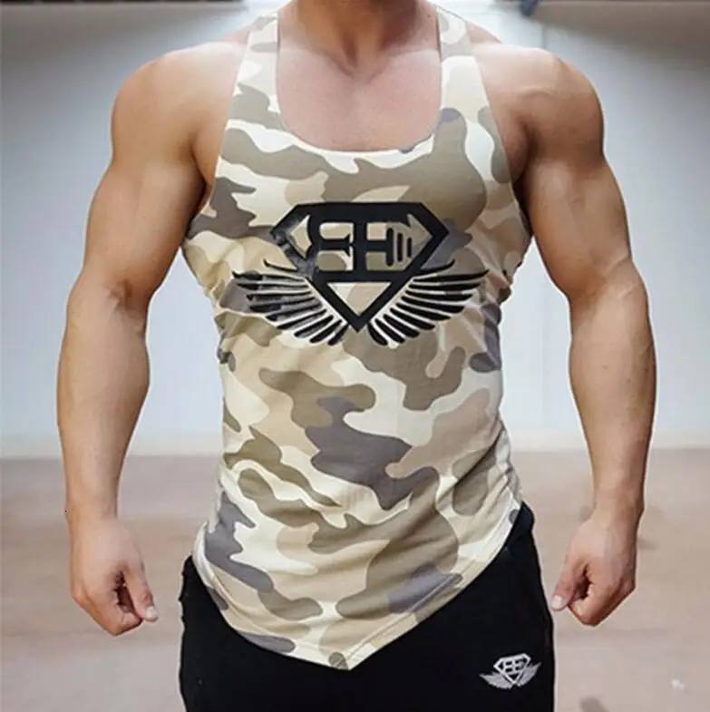 

Fitness Men Tank Top Army Camo Camouflage Mens Bodybuilding Stringers Tank Tops Singlet Brand Clothing Sleeveless Shirt