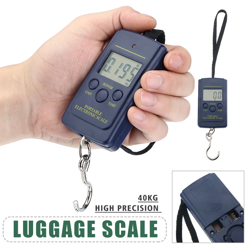 

1pc 40KG LCD Digital Luggage Scale Travel Portable Handheld Weighing Luggage Scales Suitcase Bag Hanging Scale