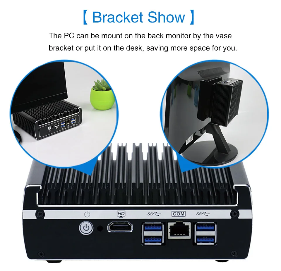 Мини ПК Pfsense 6 дюймов Intel LAN без вентилятора Core i5 7200U i3 7100U DDR4 ОЗУ 4 Гб AES NI Linux