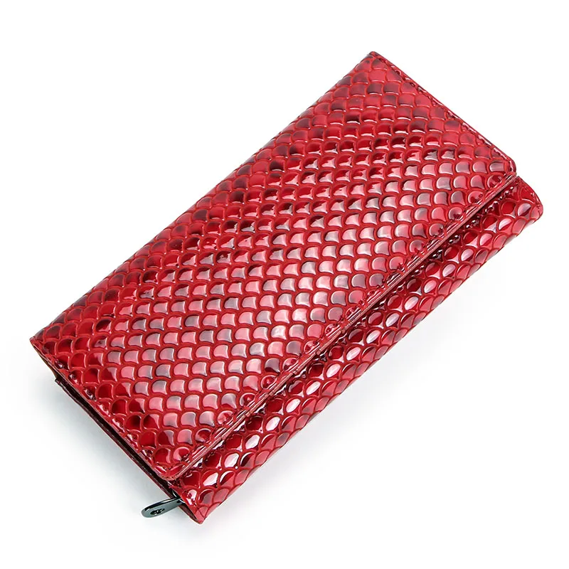 Женские кошельки из натуральной кожи, Модный женский кошелек для монет, кошелек с карманом на молнии для денег, длинный клатч, кошелек - Цвет: Red
